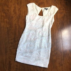 As U Wish- Beautiful White Sequined Dress. Size M